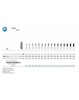 38 Tapered, cross-cut